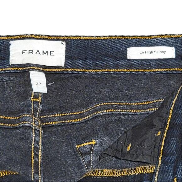 FRAME Le High Skinny Trumbull Jeans Womens 27 Dark Wash Designer Stretch Denim - Picture 4 of 15